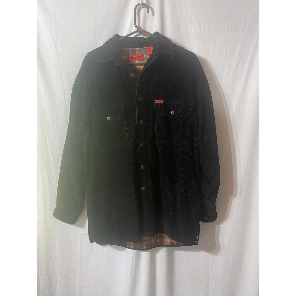 Vintage Wolverine Brown 100% Cotton Corduroy Plaid Lined Shacket M Barn Chore